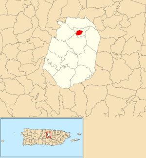 Location of Corozal barrio-pueblo within the municipality of Corozal shown in red