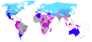Countries receiving snowfall
