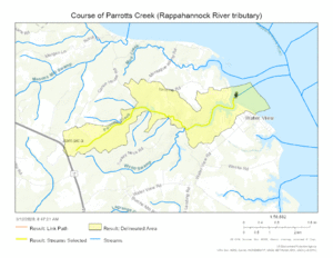 Course of Parrotts Creek (Rappahannock River tributary)