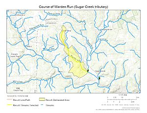 Course of Warden Run (Sugar Creek tributary)