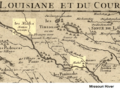 Detail of the 1718 De L'isle map. Location of Maha (the Omaha Indians) and Les Maha Nation errente