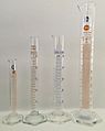 Different types of graduated cylinder- 10ml, 25ml, 50ml and 100 ml graduated cylinder