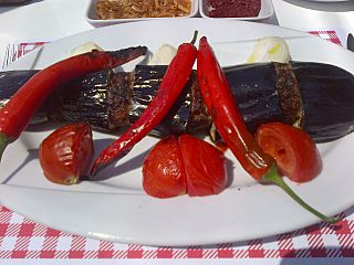 Eggplant kebab and isot