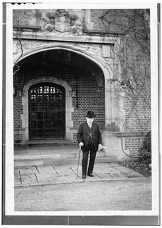 FRANK AUGUSTUS SEIBERLING IN FRONT OF STAN HYWET Member of Congress John F. Seiberling, photographer January 1942; 5' x 7' copy negatives made from 35 mm negatives loaned by HABS OHIO,77-AKRO,5-112