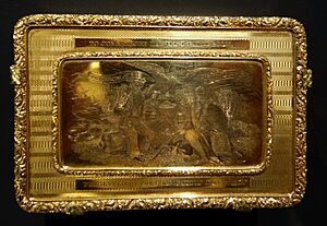 Gold 'Freedom of the City Box' for Daniel T. Patterson, made by Jonathan Wilmarth, John L. Moffat, and Joseph Curtis, New York City, 1832, gold - Winterthur Museum - DSC01333