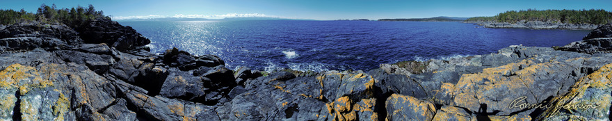 Panorama of Heath Islet off Lasqueti Island.