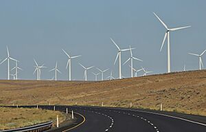 I-90 and wind turbines at Ryegrass Summit - 01