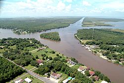 A portion of Jean Lafitte, Louisiana, along the Gulf Intracoastal Waterway and Bayou Barataria