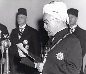 King Abdullah I of Jordan declaring independence, 25 May 1946