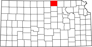 Map of Kansas highlighting Republic County
