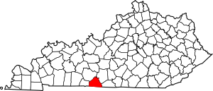 Map of Kentucky highlighting Allen County