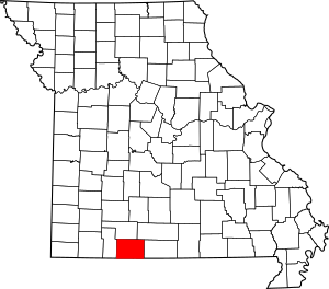 Map of Missouri highlighting Taney County