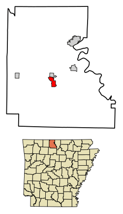 Location of Yellville in Marion County, Arkansas.