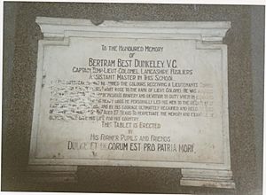Memorial Plaque for Bertram Best Dunkley VC