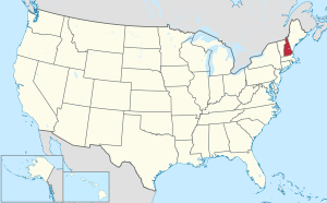 Map of the United States highlighting New Hampshire