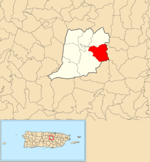 Location of Nuevo within the municipality of Naranjito shown in red