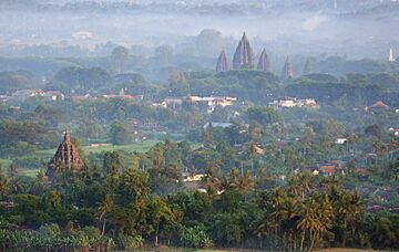 Panorama of Sajiwan-Prambanan temples