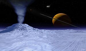 Saturn seen from Enceladus (artist concept)