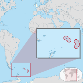 Location of South Georgia and the South Sandwich Islands in the southern Atlantic Ocean
