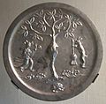 Tang dynasty bronze mirror with moon goddess and rabbit design, HAA