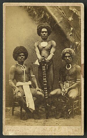 Three kai colo, ca. 1873, carte de visite by Francis Herbert Dufty