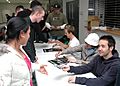 US Navy 070123-N-2970T-005 Members of the band 'Hoobastank' sign autographs for fans after their concert at Fleet Activities Sasebo (CFAS)