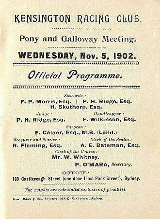1902 Kensington Race Club Racebook P2