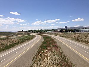2014-06-02 13 16 25 View west along Interstate 80 from the Exit 301 overpass in Elko, Nevada