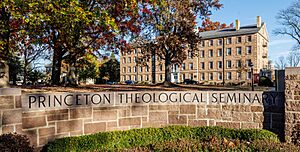 Alexander Hall and sign at Princeton Theological Seminary