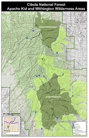 Apache Kid and Withington Wilderness Areas Map