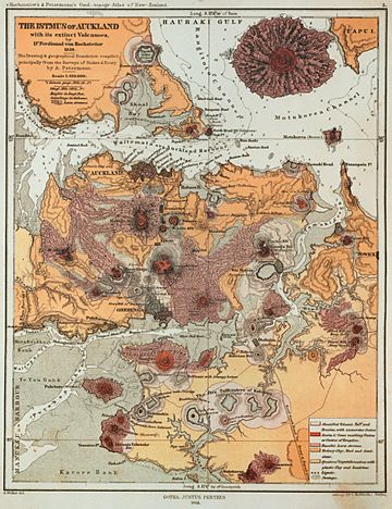 Map of the Auckland Volcanic Field from 1859