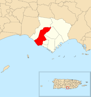 Location of Boca Velázquez within the municipality of Santa Isabel shown in red