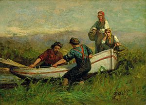 Edward Mitchell Bannister - People Near Boat - 1983.95.121 - Smithsonian American Art Museum