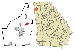 Location in Floyd County and the state of Georgia