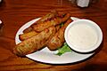 Fried pickles with sauce - Mecklenburg Gardens, Cincinnati, Ohio - DSC03716