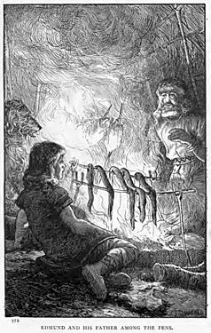 Illust by Staniland for Hentys Dragon and Raven- Cooking in the Hut