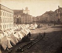 K Beyer - Plac Zamkowy z namiotami wojska rosyjskiego (1861)
