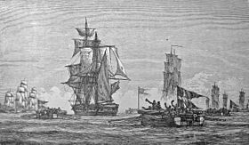 HMS Turbulent captured by a Danish gunboat during the Gunboat War on 9 June 1808