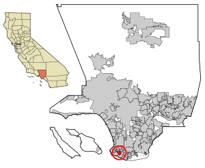 Location of Rolling Hills in Los Angeles County, California