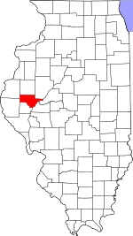 Map of Illinois highlighting Schuyler County