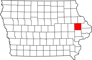 Map of Iowa highlighting Jones County