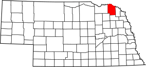 Map of Nebraska highlighting Cedar County