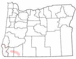 Map of Oregon highlighting Rogue Valley