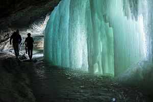 Minnehaha Frozen Falls with Visitors