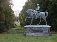 Mounted statue and woodland ride, Chillingham Castle