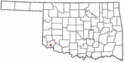 Location of Olustee, Oklahoma