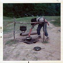 Park prepares campfire at Vicksburg Military Park (1975)