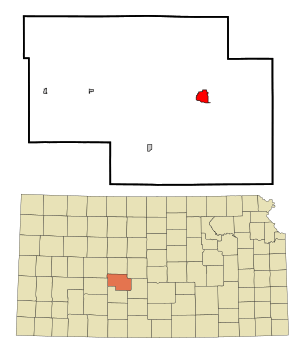 Location within Pawnee County and Kansas