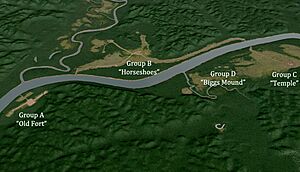 Portsmouth Earthworks Groups A B C D HRoe 2022 600px