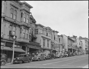San Francisco, California. View of business district on Post Street in neighborhood occupied by res . . . - NARA - 536044